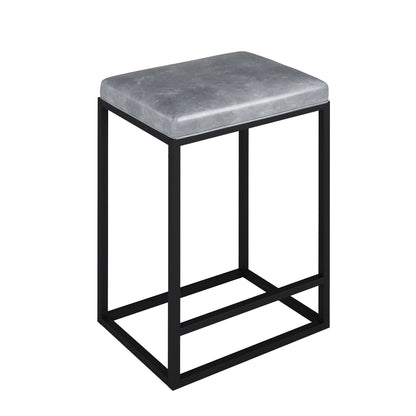 Riley Indoor Metal Faux Leather Bar Stools (Set of 2) - Gray