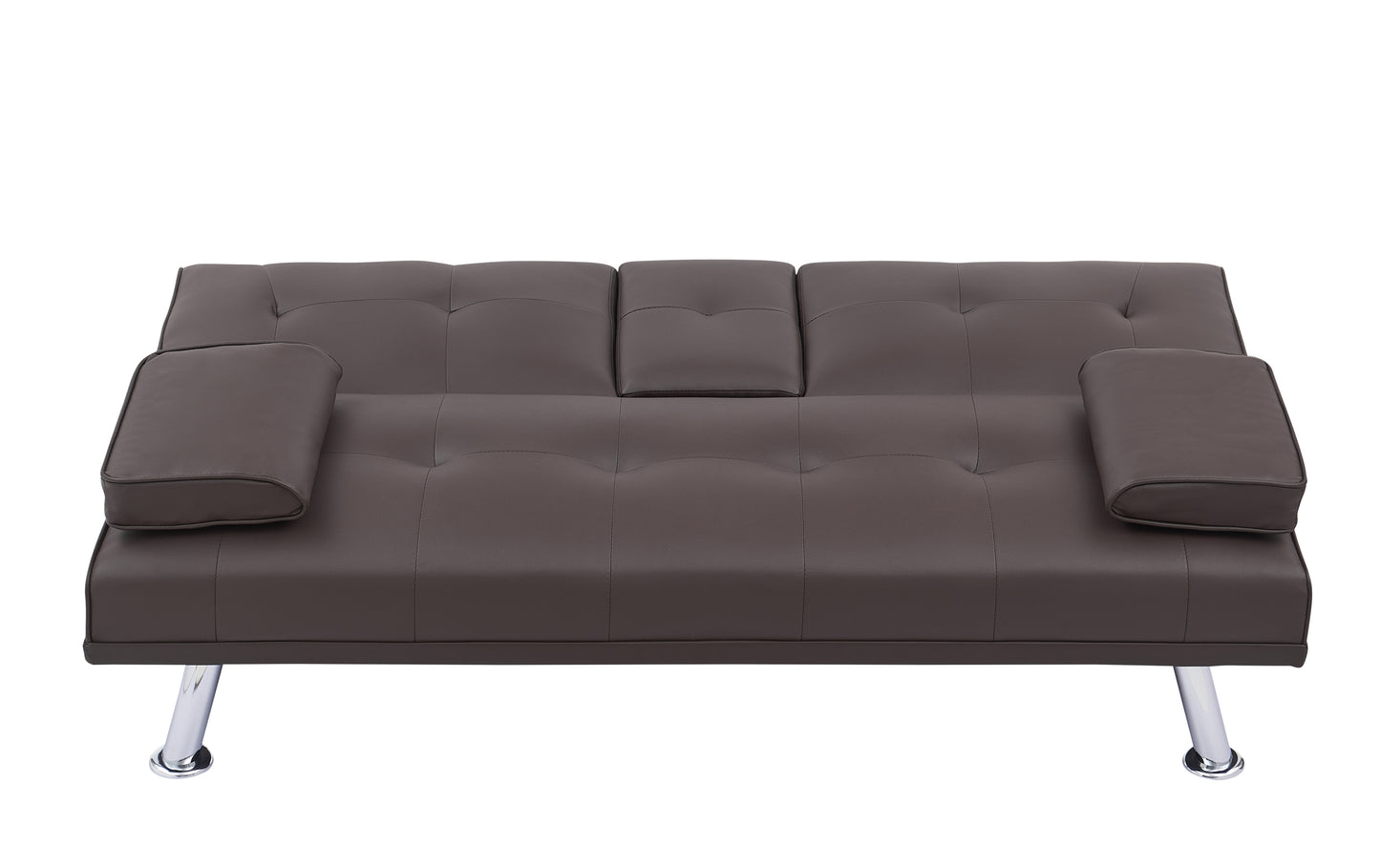 Neza Convertible Faux Leather Sofa Bed  - Brown