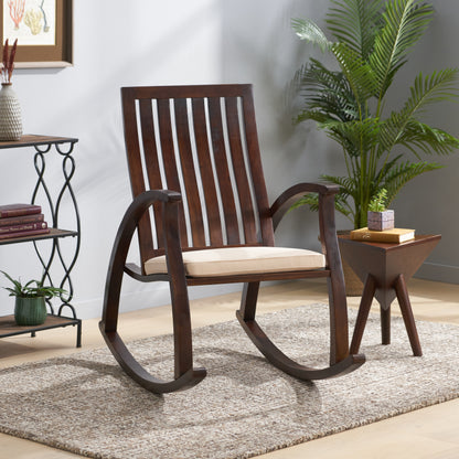 Nelson Acacia Wood Rocking Chair with Cushion - Brown