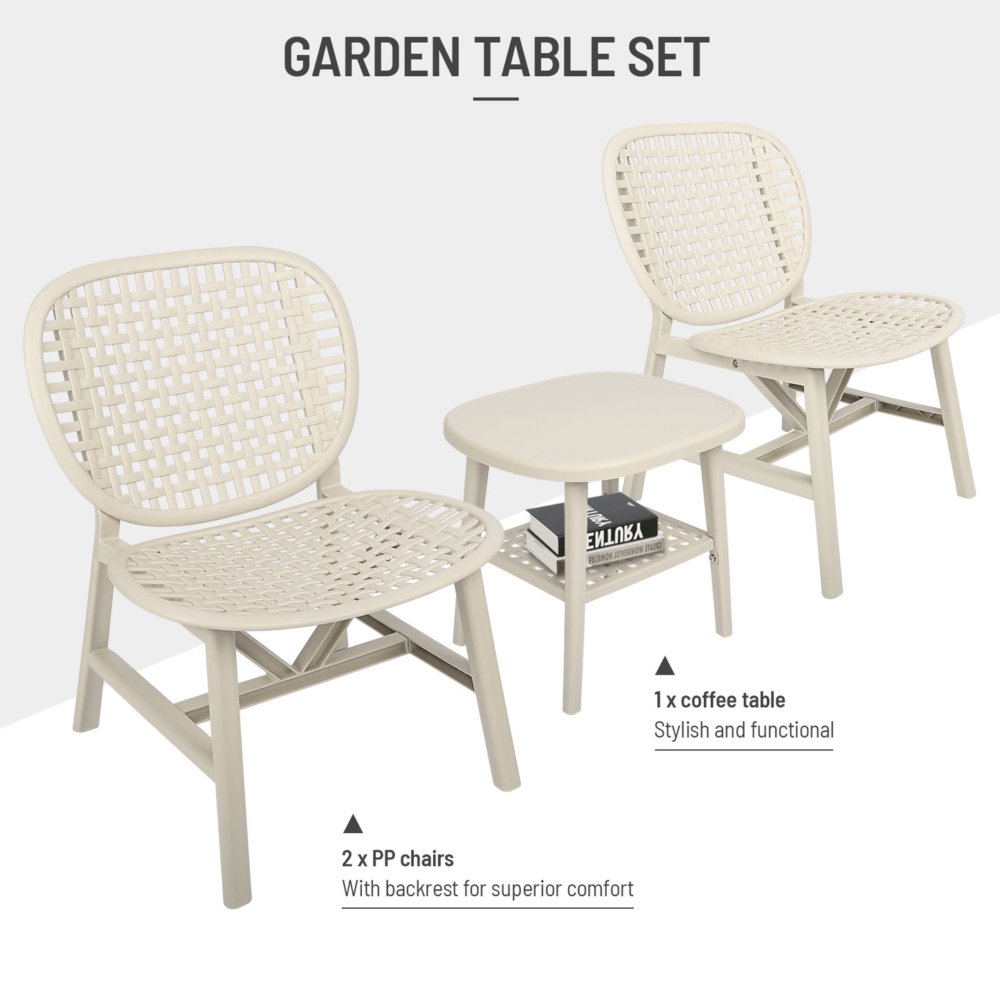 Toccara  3 Pc Retro Patio Table Chair Set - White