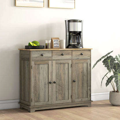 Taj Sideboard with Solid Wood Countertop - Gray