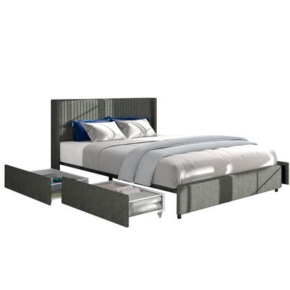 Anna Queen Size Platform Bed - Gray