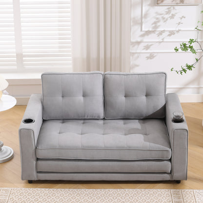 Neo Tufted Loveseat with Pull Out Sleeper - Light Gray