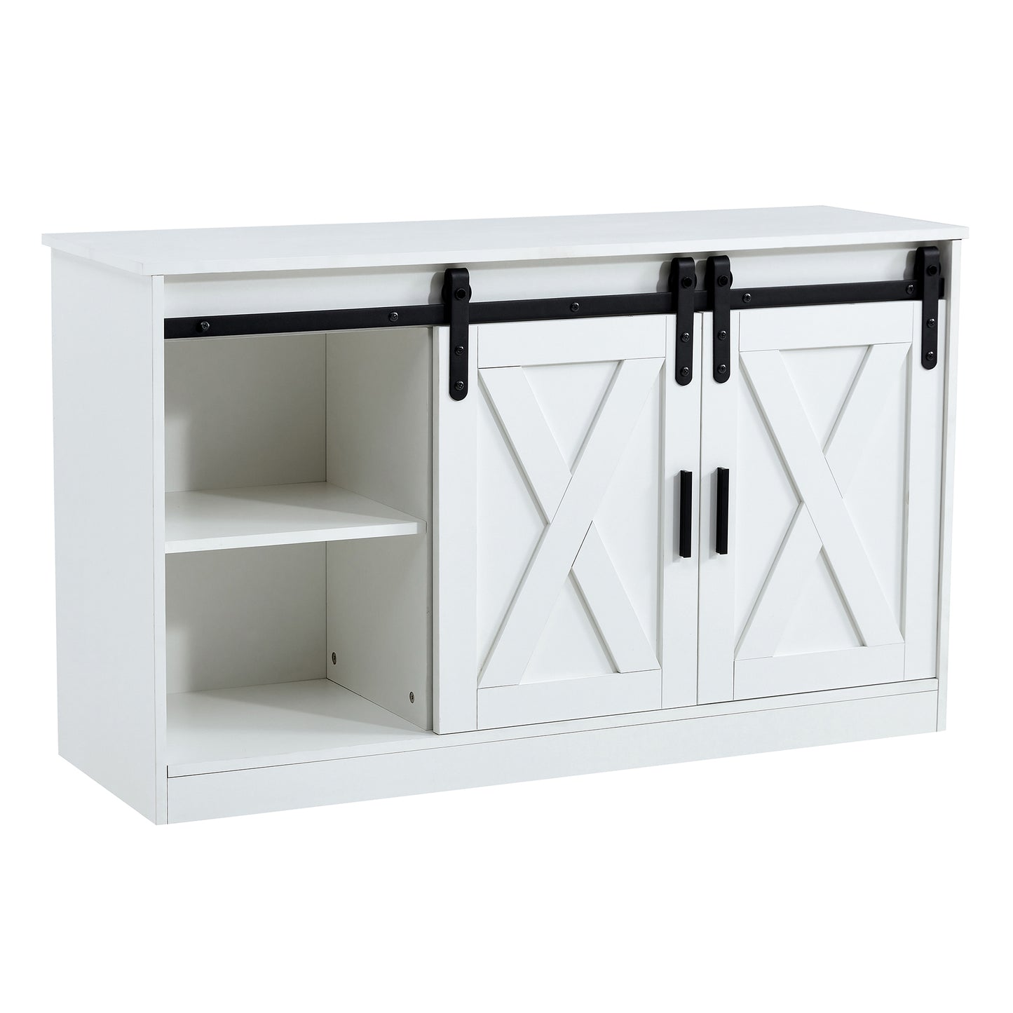 Wiz TV Stand with Sliding Barn Doors - White