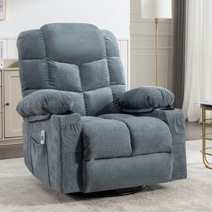 Hamza Recliner Chair Oversized with Massage and Heat - Blue