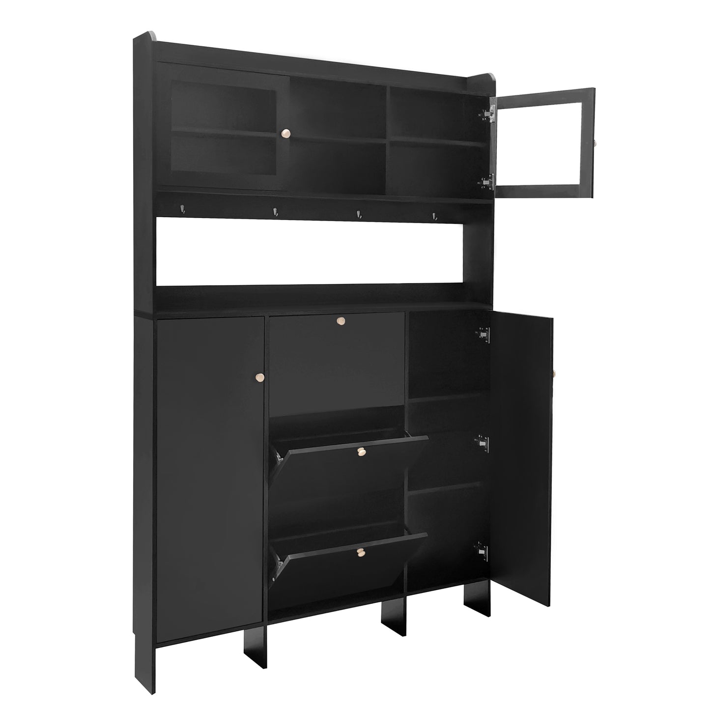 Felix Multifunctional Shoe Cabinet with Open Storage Platform - Black