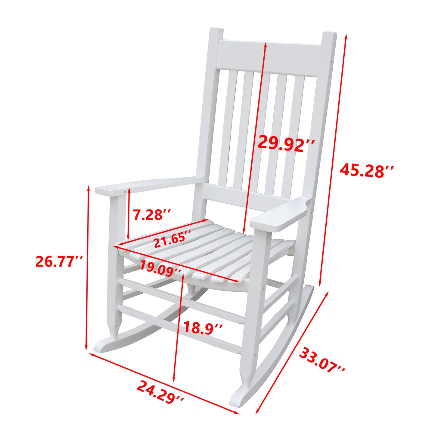 Lupe Wooden Porch Rocker Chair - White