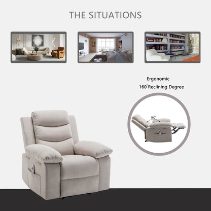 Equinox Power Recliner Chair with Adjustable Massage Function - Beige