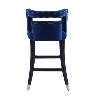 Xavier Suede Velvet Bar Stool - Navy Blue Set of 2