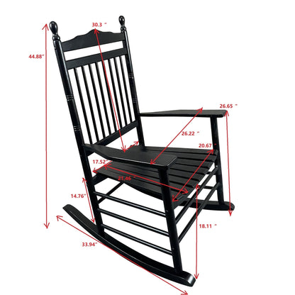 Lupe III Wooden Porch Rocker Chair - Black