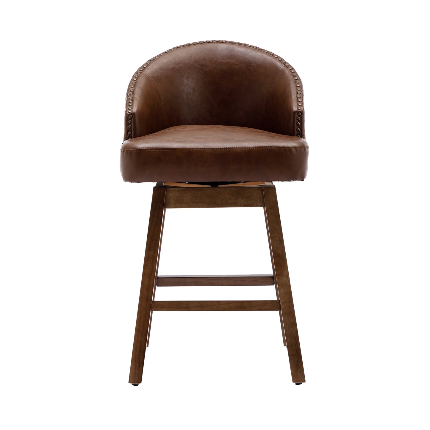 COOLMORE PU Leather Bar Stools - Brown Set of 2