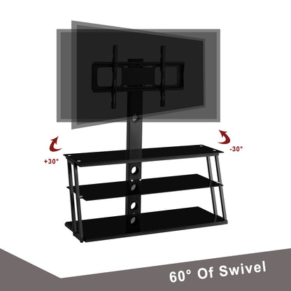 Echo Angle And Height Adjustable Tempered Glass TV Stand - Black