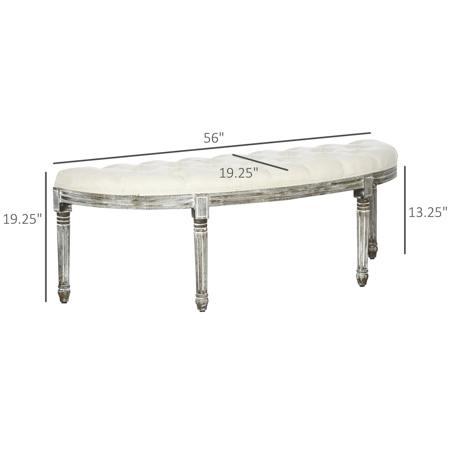 Qasim Semi-Circle Bench - Off White