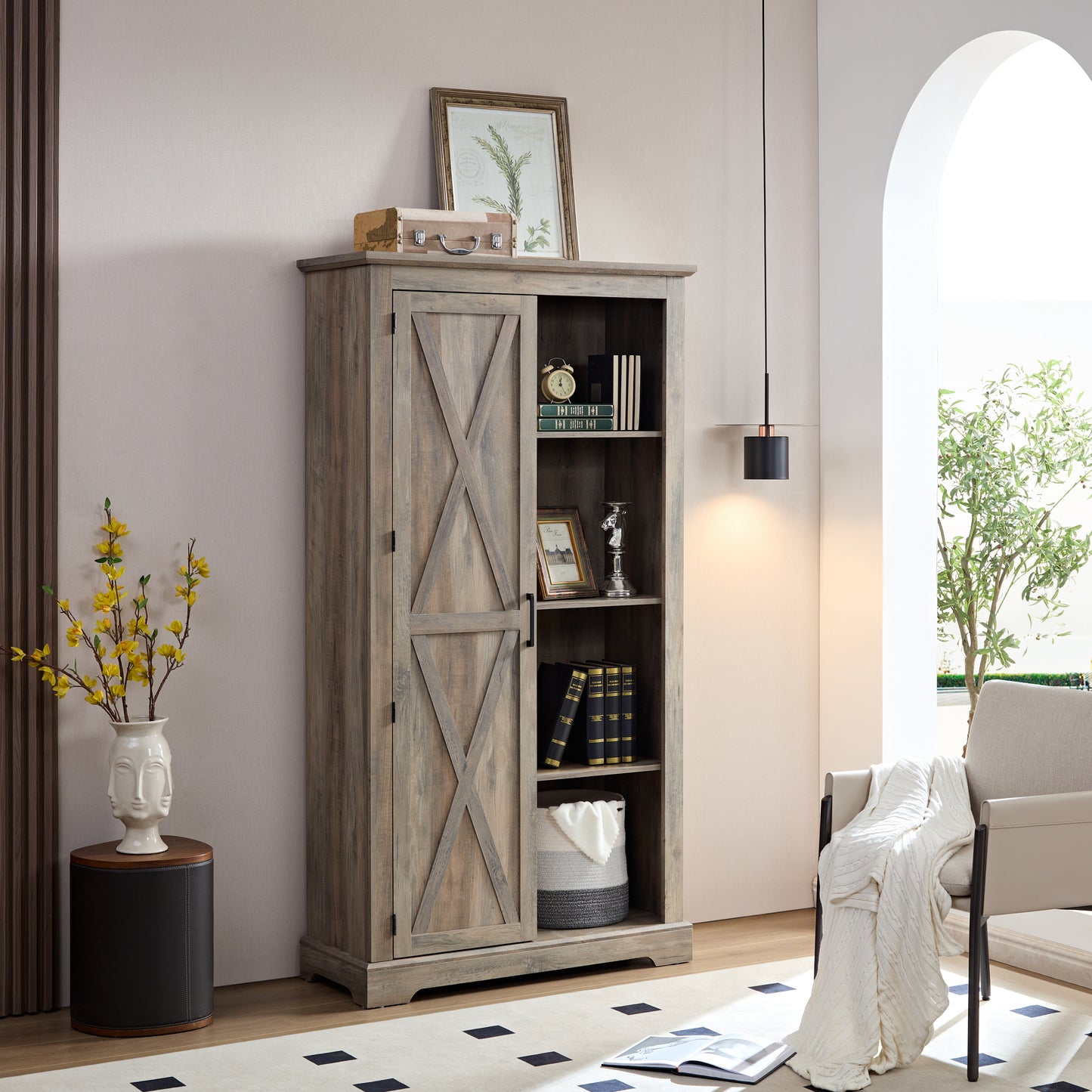 Brock II Tall Storage Cabinet - Gray Wash