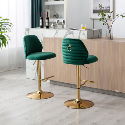 Comb Adjustable Counter Height Bar Stool - Green Set of 2