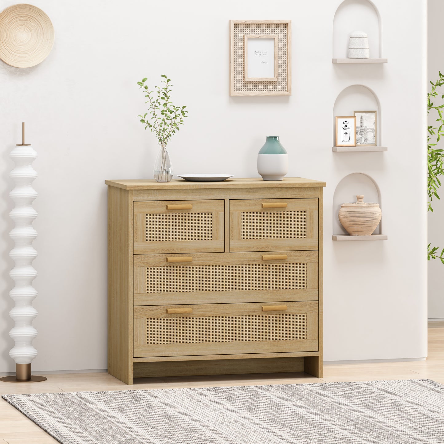 Tero 4 Drawers Rattan Cabinet - Natural