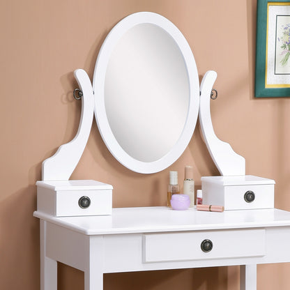 Moniya Makeup Vanity Table and Stool Set - White