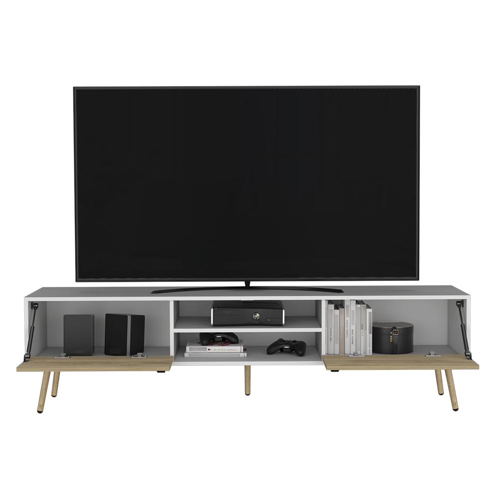 Adena II TV Stand - White/Macadamia