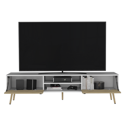 Adena II TV Stand - White/Macadamia