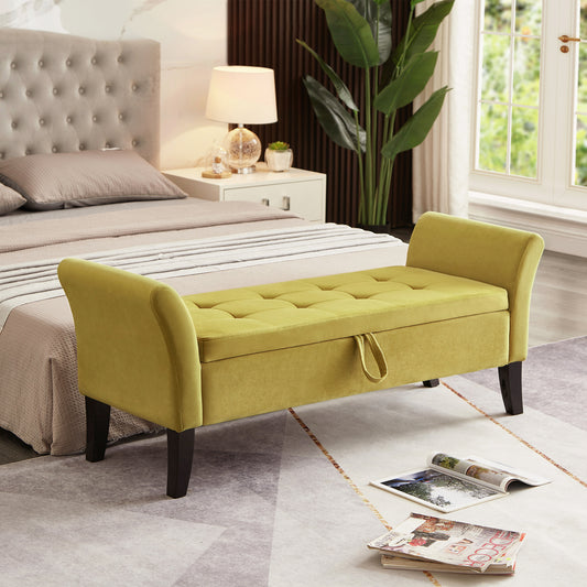 Dona Velvet Bench with Storage - Green