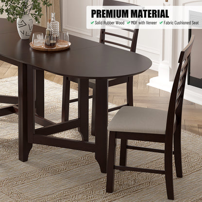 Ivan 5pc Dining Set Extendable Table 4x Side - Dark Brown