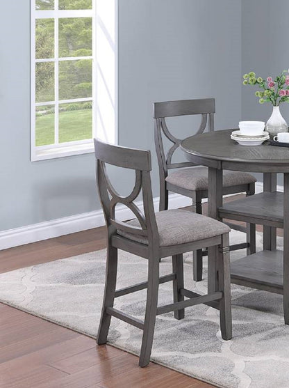 Umar 5pc Dining Counter Height Dining Set Table w  4x Chairs - Gray