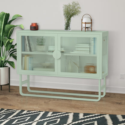 Tempered Glass Cabinet Credenza - Light Green