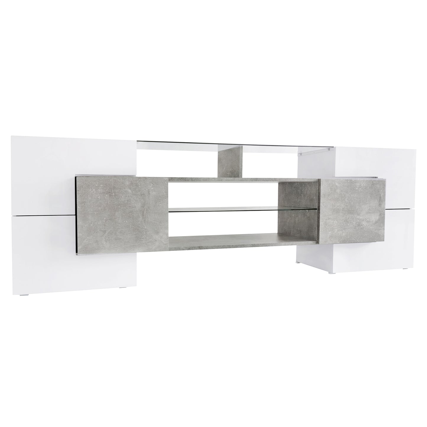 Trax TV Stand with 2 Illuminated Glass Shelves - Grey