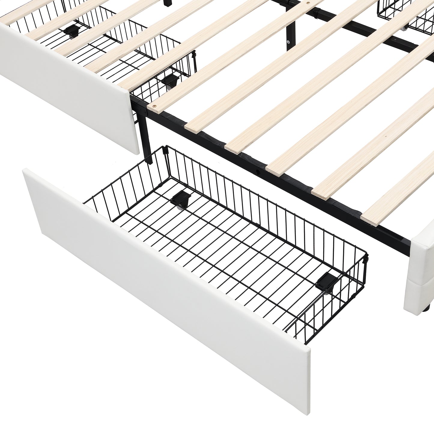 Bot Queen Size Platform Bed with LED - White