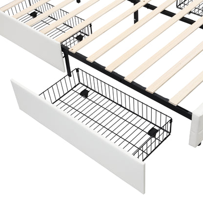 Bot Queen Size Platform Bed with LED - White