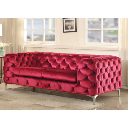 Adam Velvet Loveseat - Red