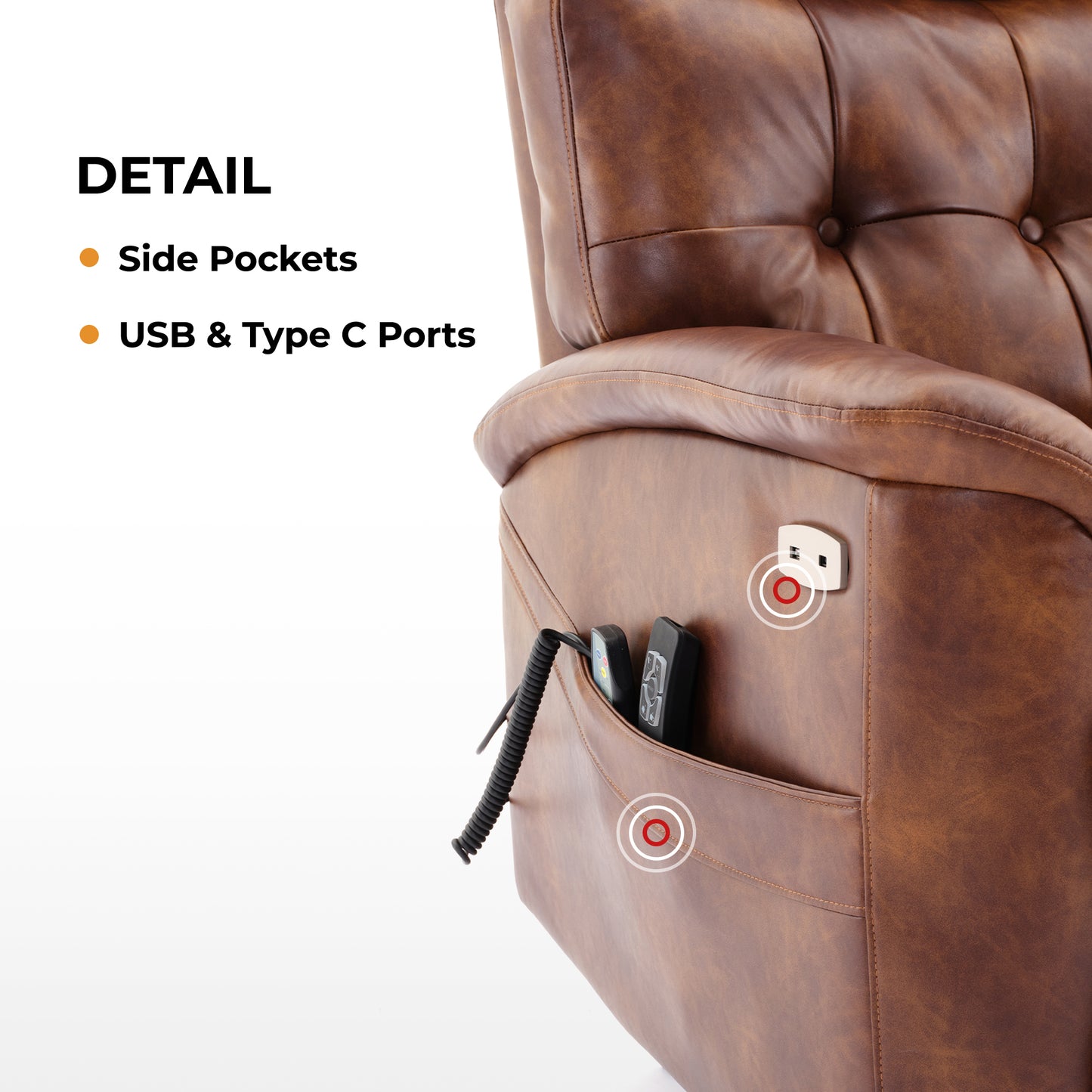 Wyatt Dual Motor Power Lift Recliner Chair - Caramel