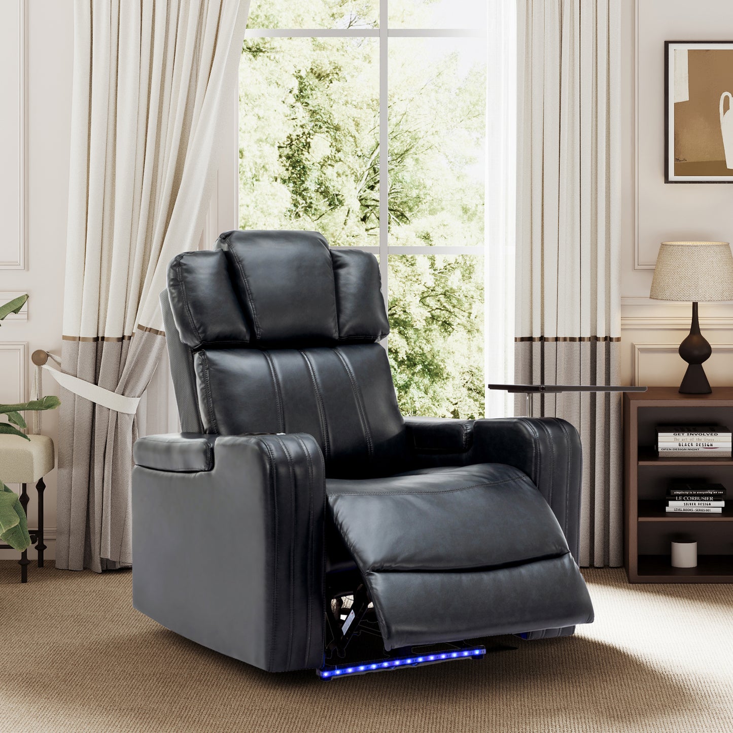 Xavier PU Leather Power Recliner - Black