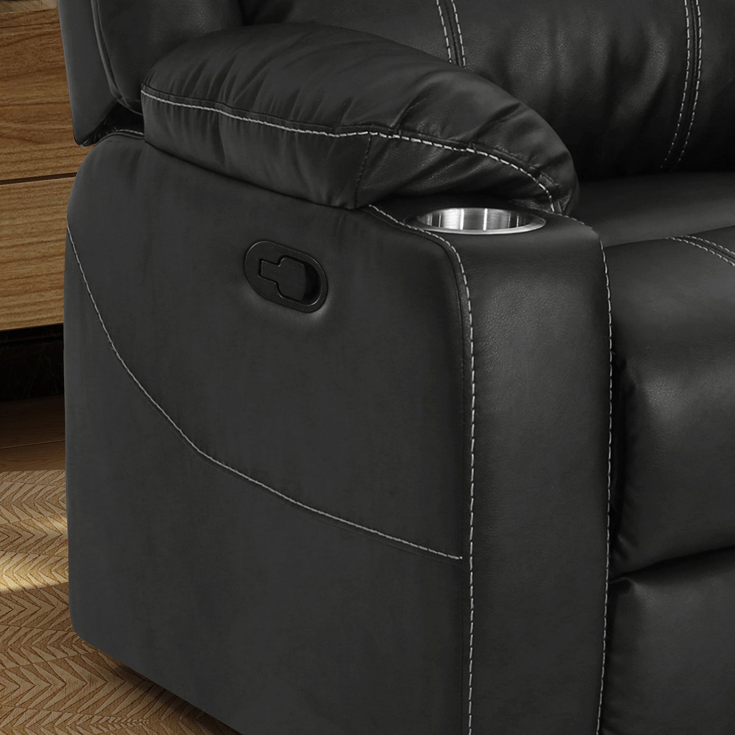 Aviana Glider Recliner Chair with Cup Holders - Black