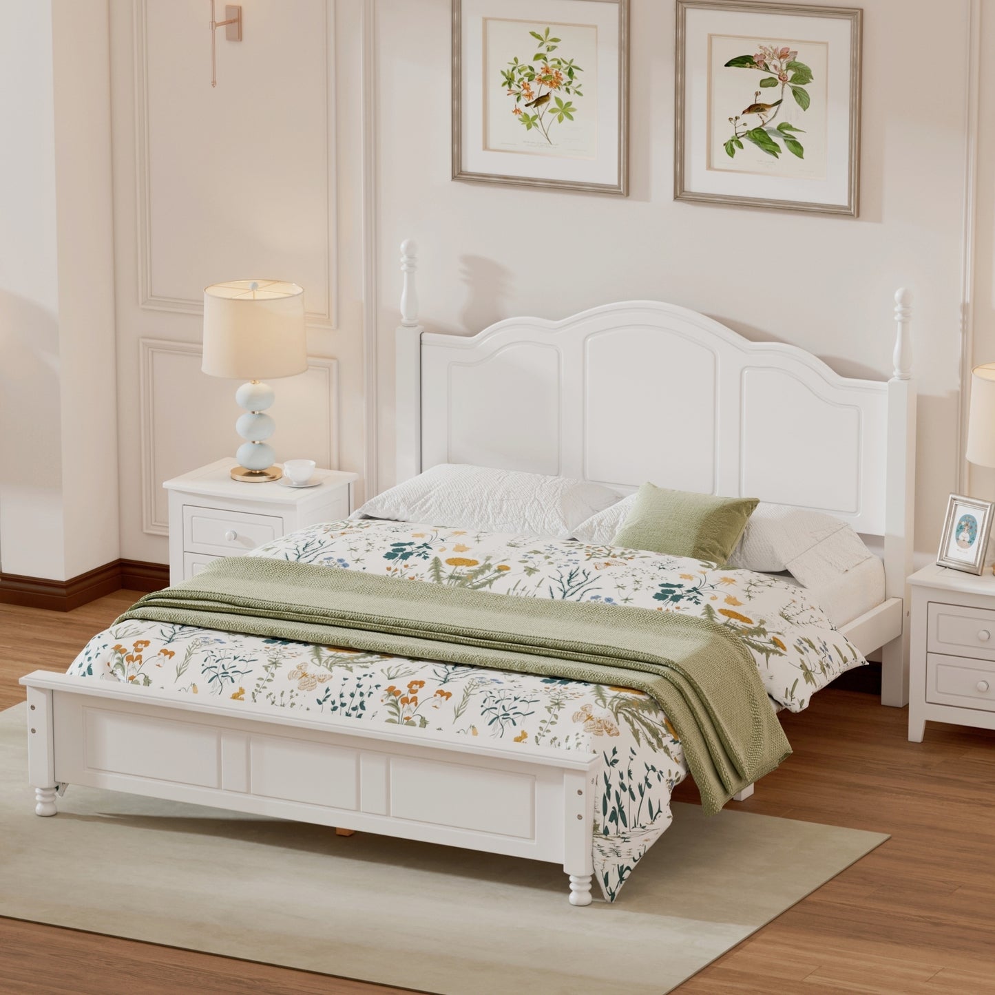 Quarto Full Size Wood Platform Bed Frame - White