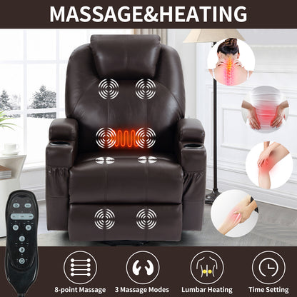 Adell Power Lift Recliner Chair with Heat and Massage - Brown