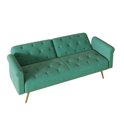 Uma Convertible Velvet Sofa Bed - Green