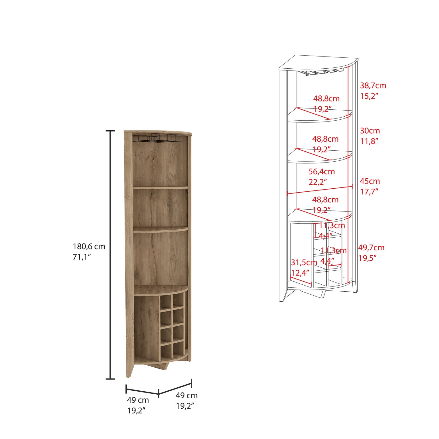 Castle Corner Bar Cabinet - Dark Brown