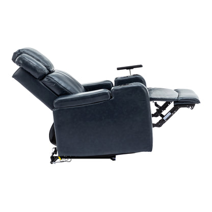 Xavier PU Leather Power Recliner - Blue