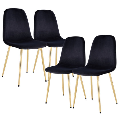 Pax Dining Velvet Chairs with Golden Metal Leg (Set of 6) - Black