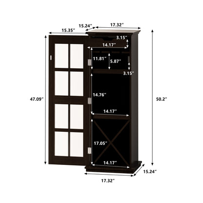 Quintero Glass Door Wine Cabinet  - Brown