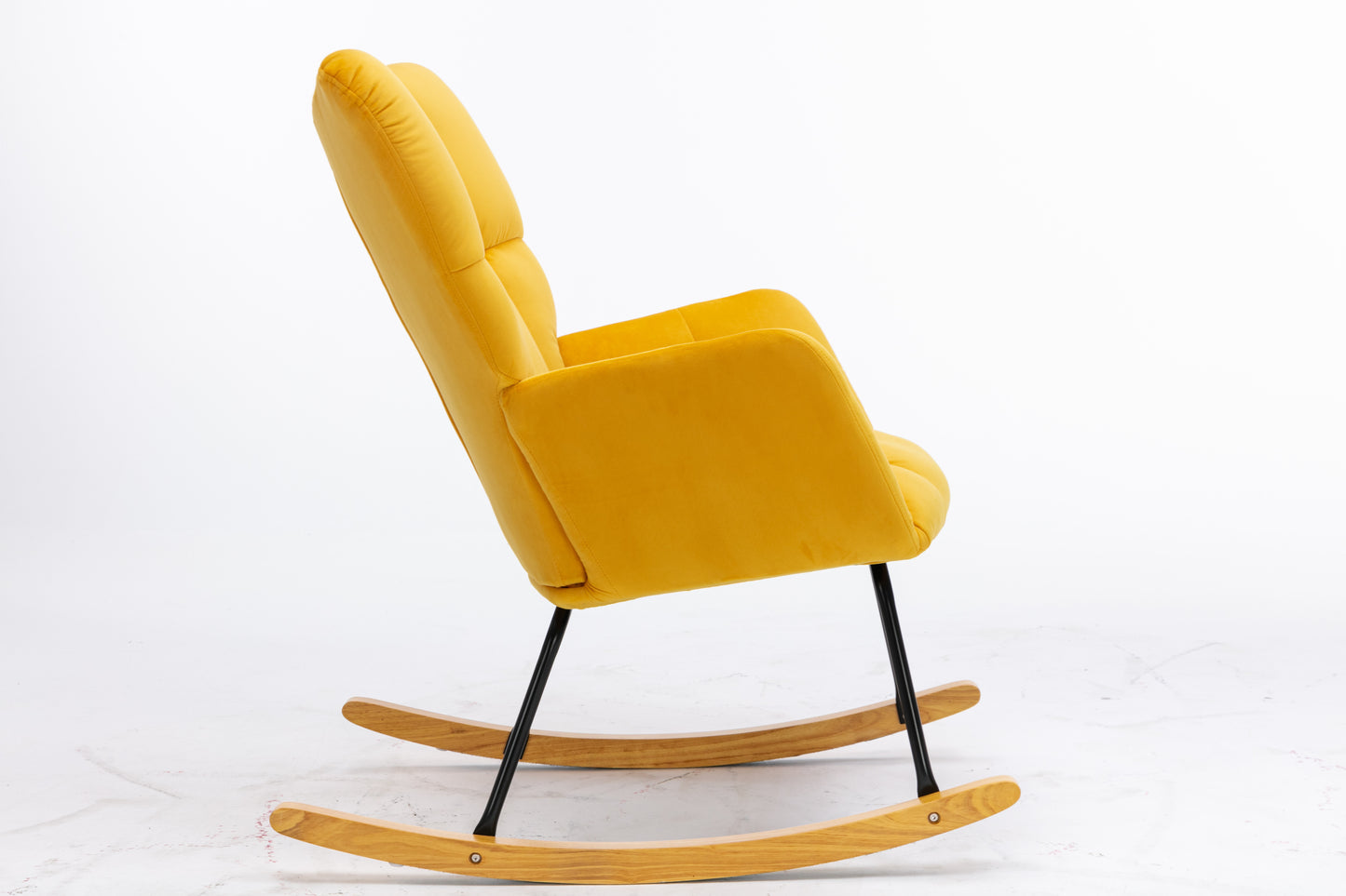 Noble Velvet Tufted Upholstered Rocking Chair - Yellow