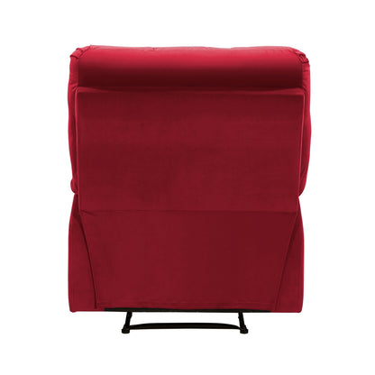 Ora Velvet Upholstery Square Tufted Recliner - Red