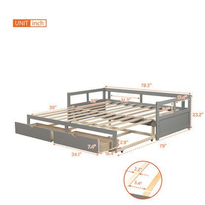 Urban Twin Size Wooden Daybed with 2 Drawers - Gray