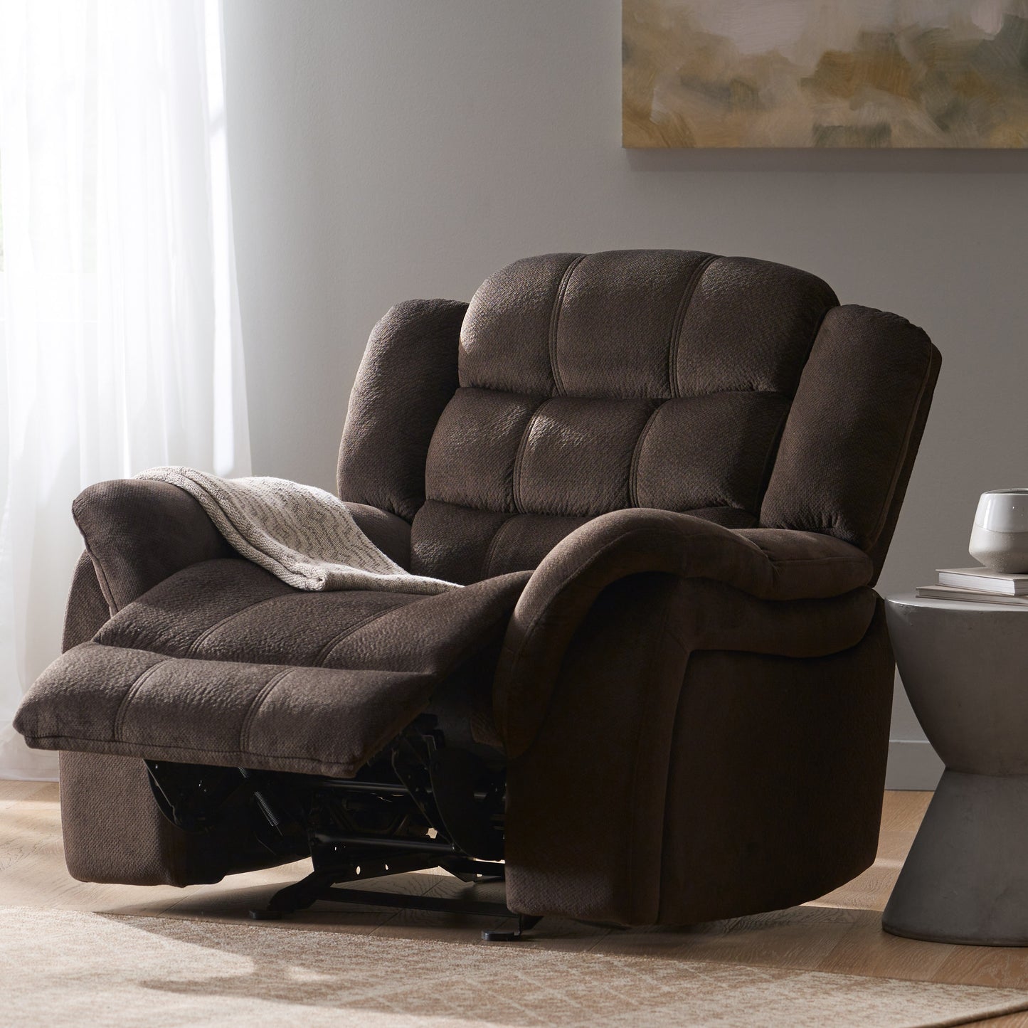 Wise Plush Fabric Glider Recliner Chair - Brown