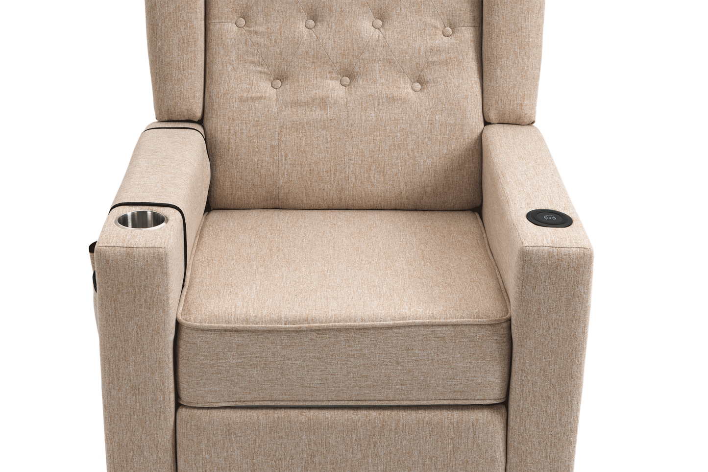 Cole Arm Pushing Fabric Recliner  - Khaki