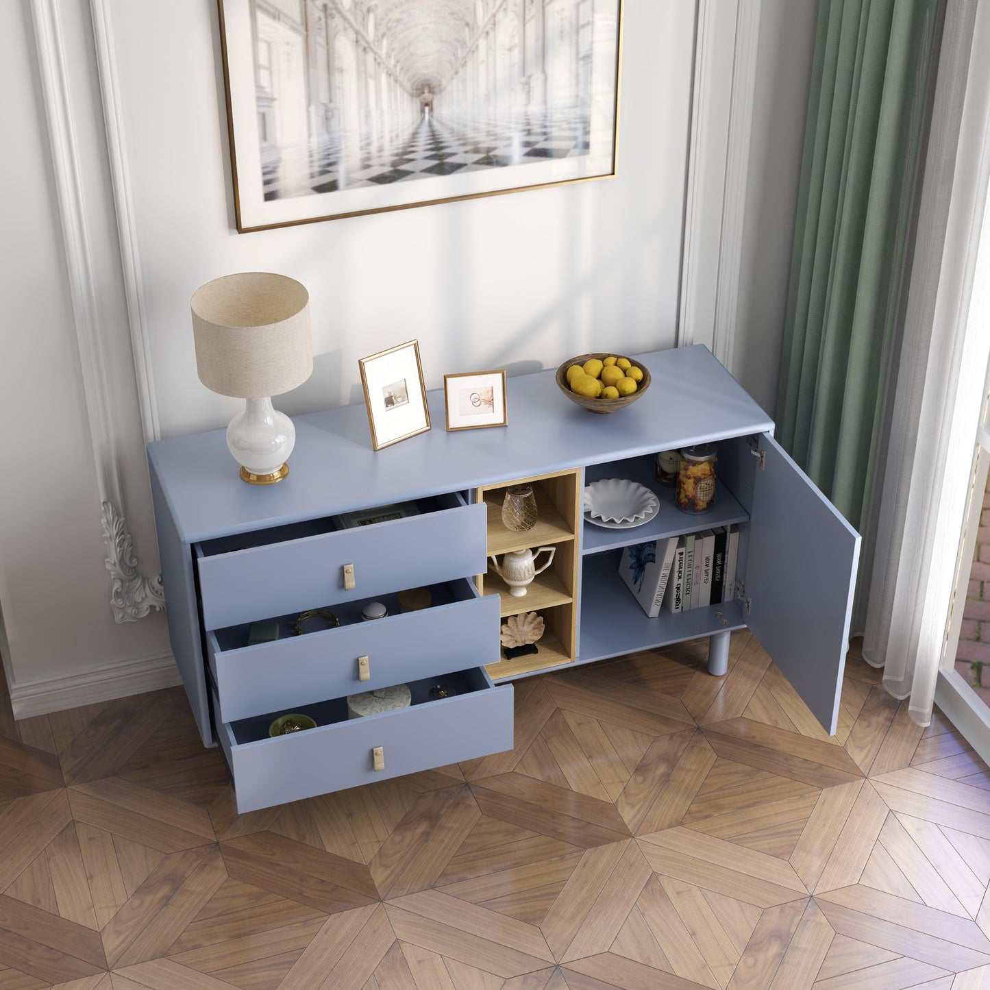 Haru Storage Wooden Cabinet - Blue