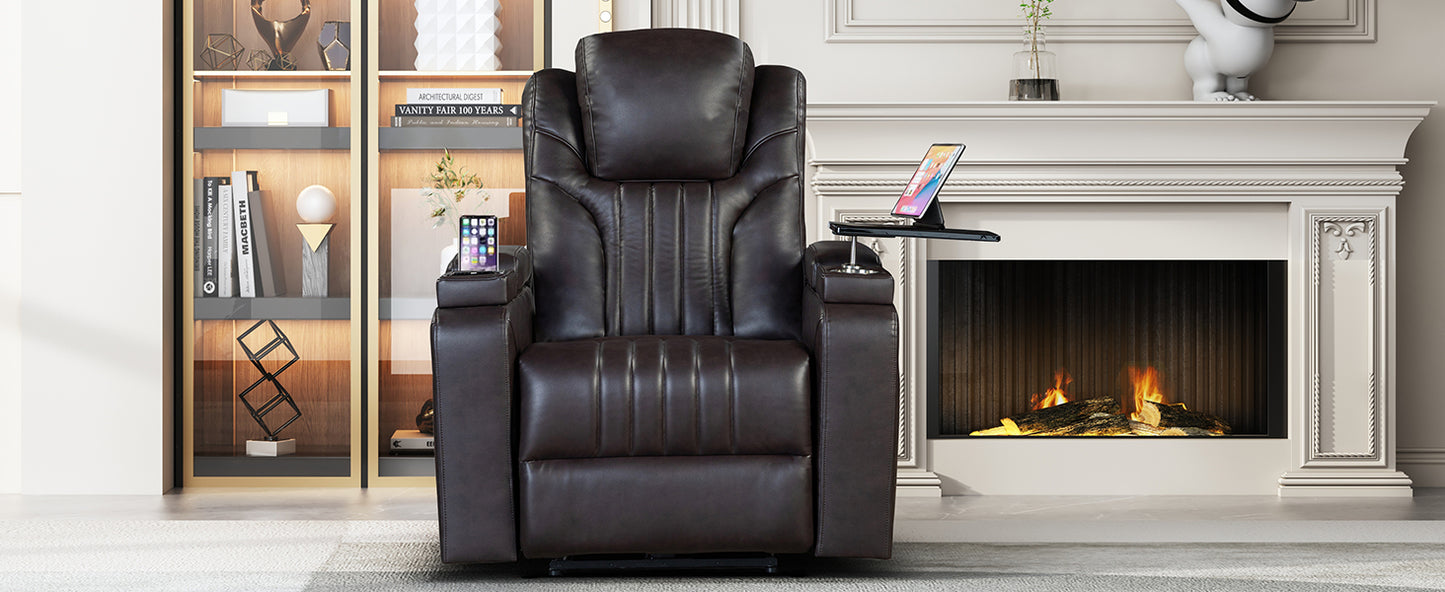 Morris PU Leather Power Recliner - Brown