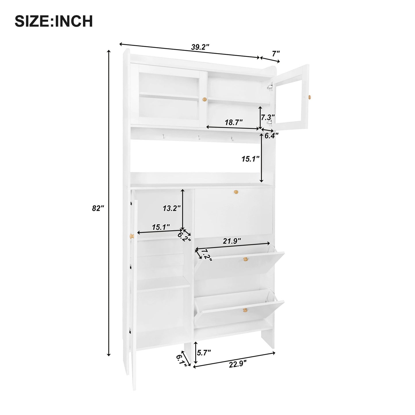 Felix III Shoe Cabinet with Open Storage Space - White