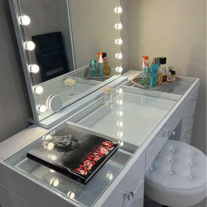 Zano High Gloss White 13-drawers Makeup Vanities